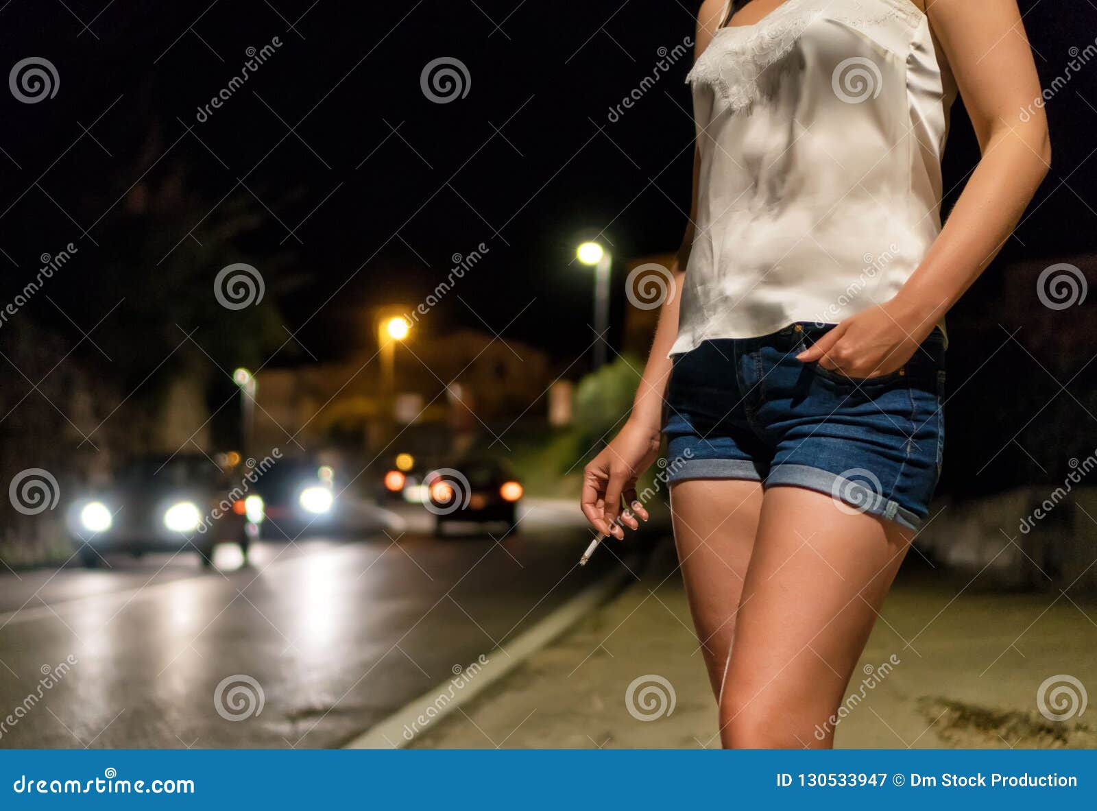 A prostitute at night to take off