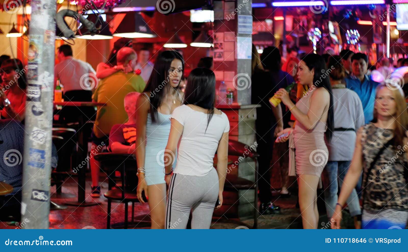 Prostitutes On Pattaya Walking Street Is Red Light District Thailand Night Life And Sexual