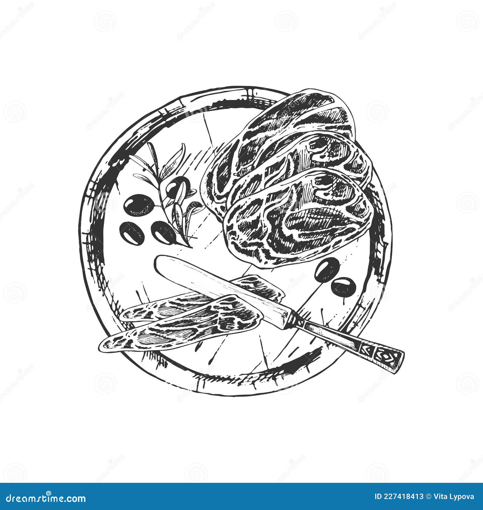 349protíttocolher-garfo Faceira Olivespão Ilustração do Vetor
