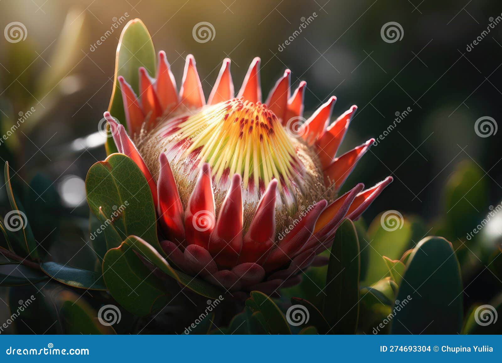 Protea Flower Featuring Protea, Flower, and Floral. AI Generated Stock