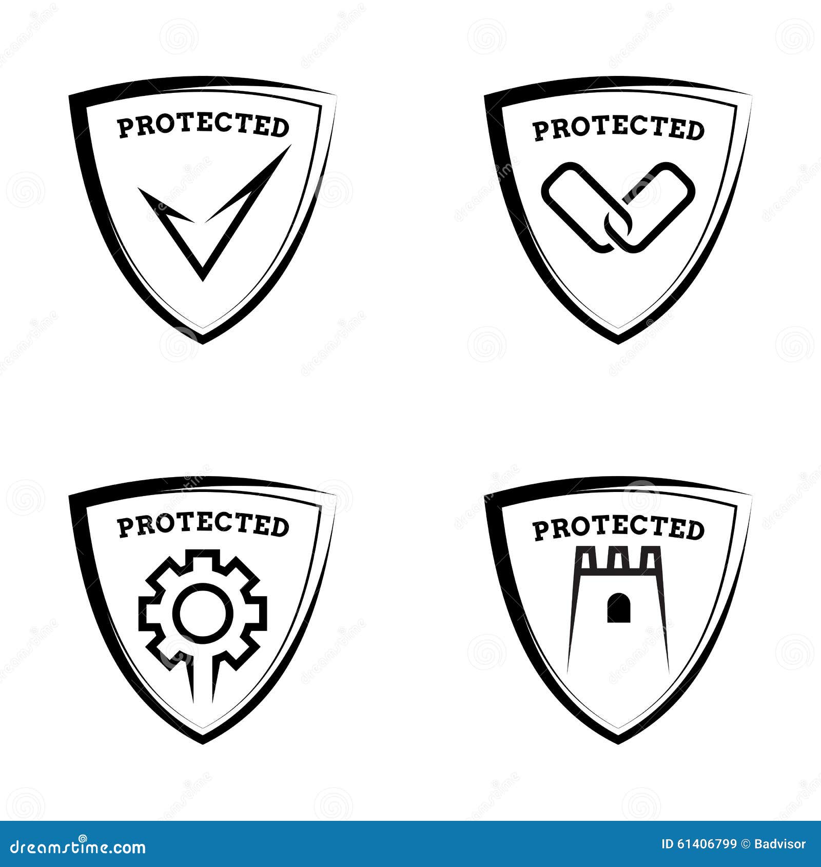 Protected shields stock vector. Illustration of abstract 61406799
