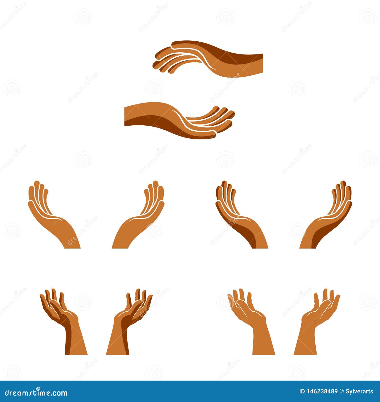Protecting Hands of Care, Tender and Human Hands Vector Designs Set