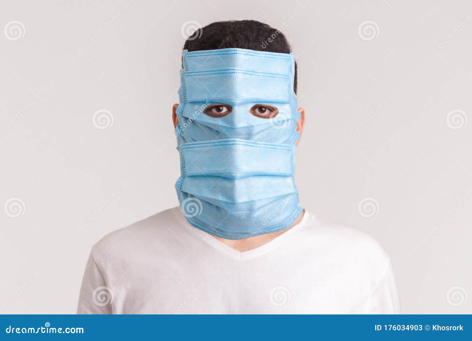 protection against contagious disease, coronavirus. man wearing hygienic mask to prevent infection, airborne respiratory illness