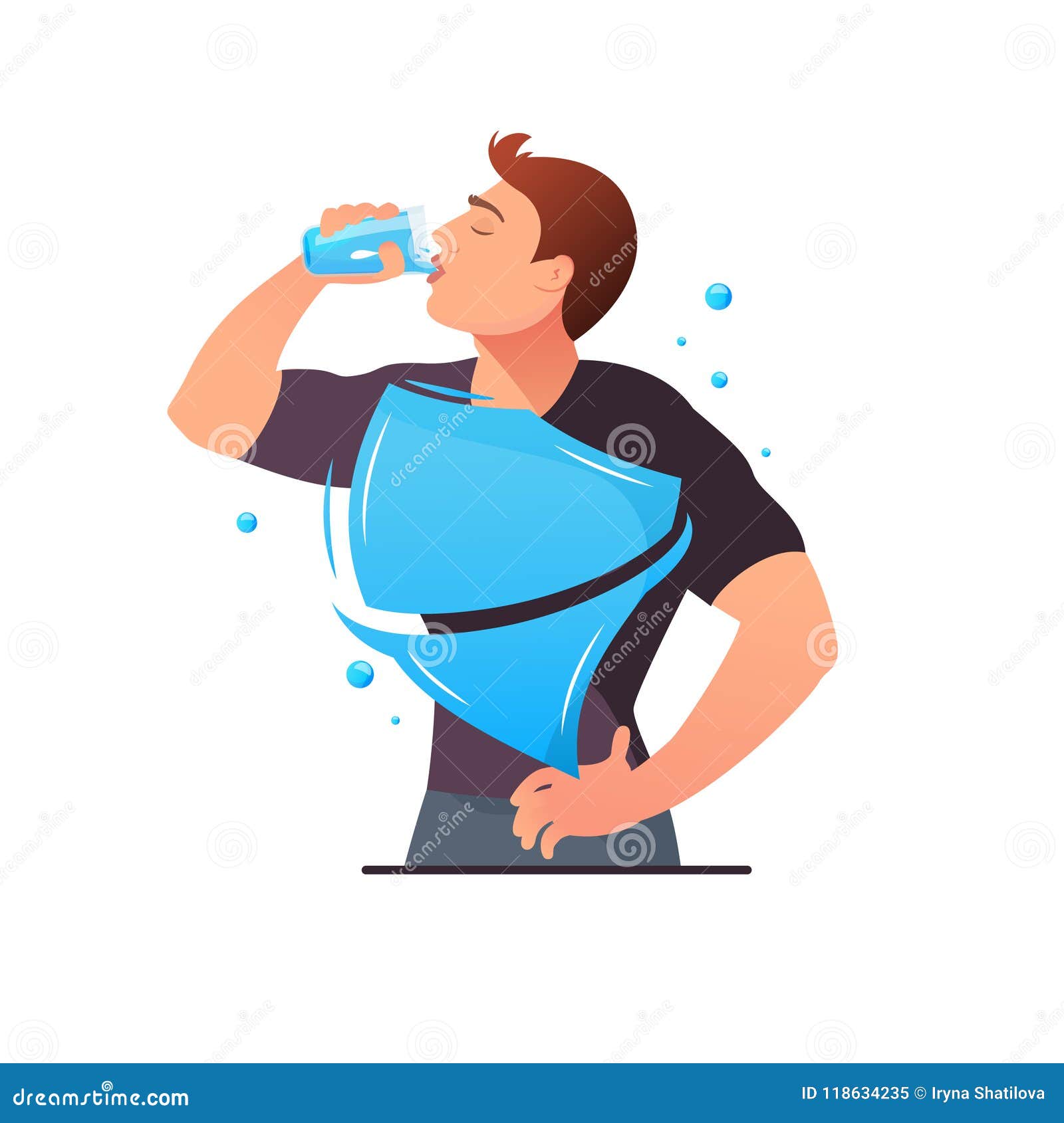 Protection of the Body Man is Drinking Water Stock Vector ...