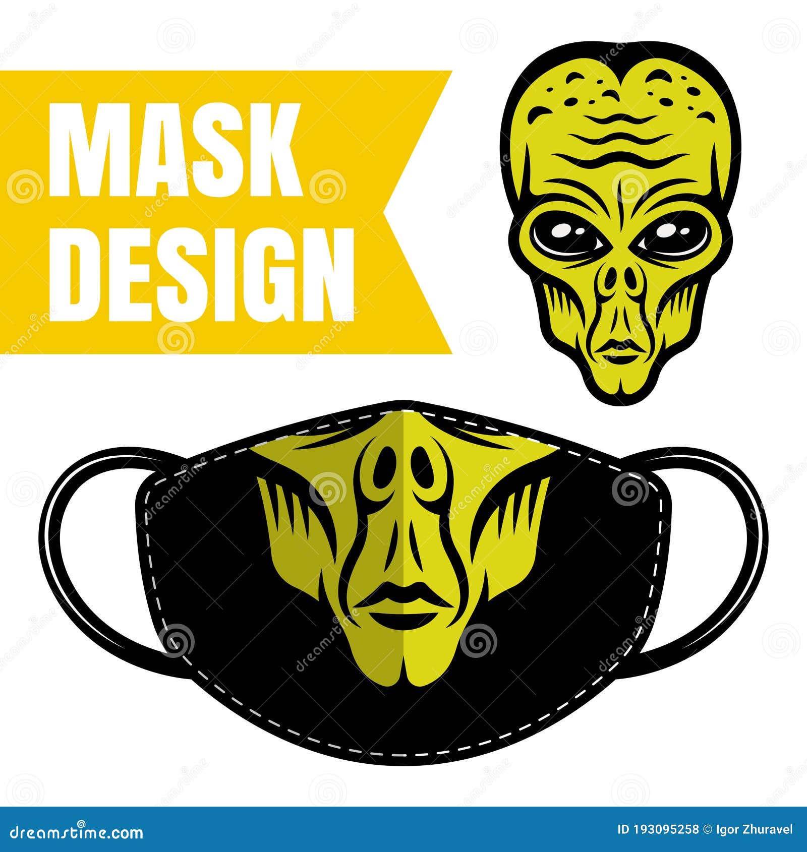 fabric face mask   with alien print