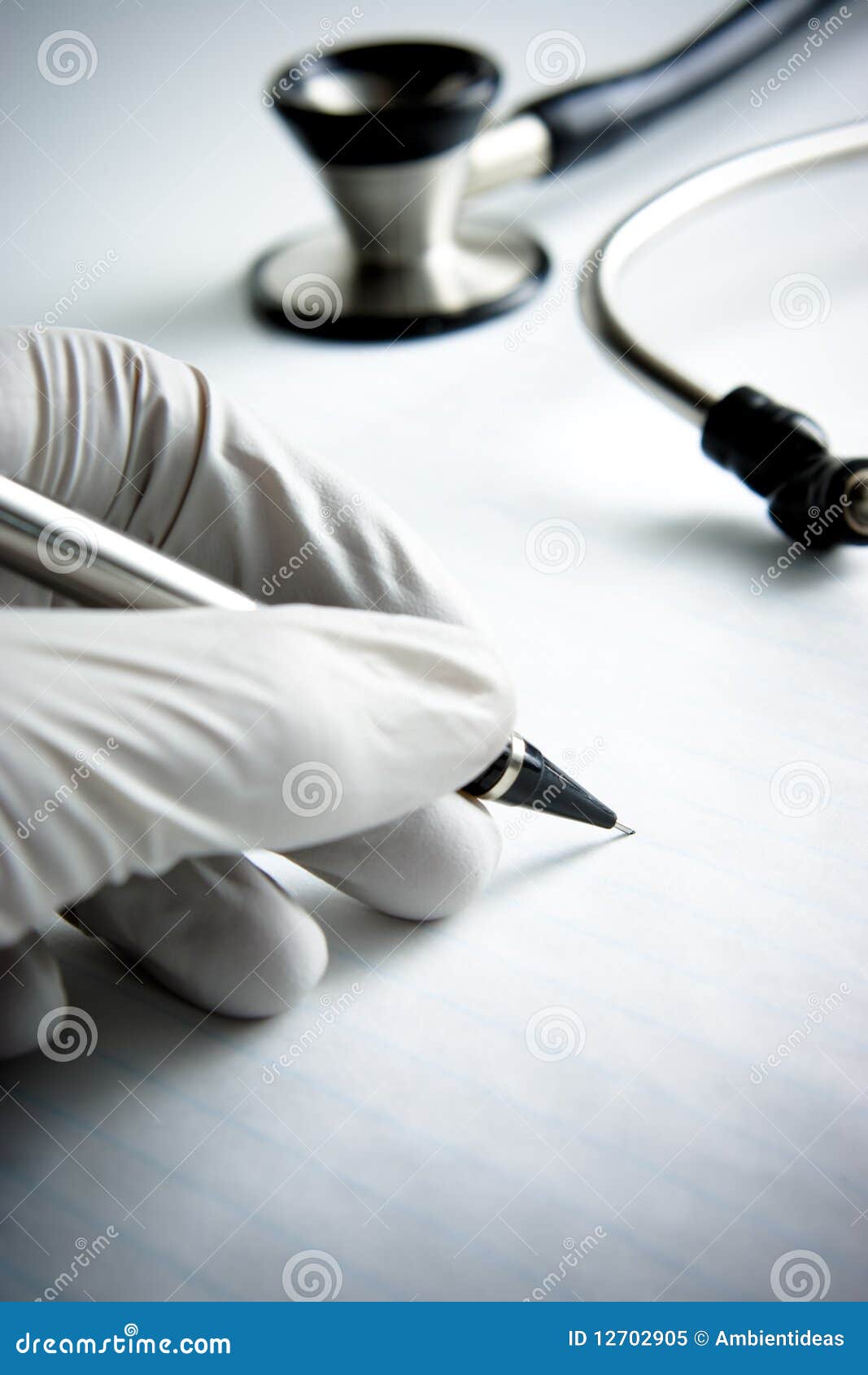 Protective Gloved Hand in Medical Scene Writing Stock Image Image of