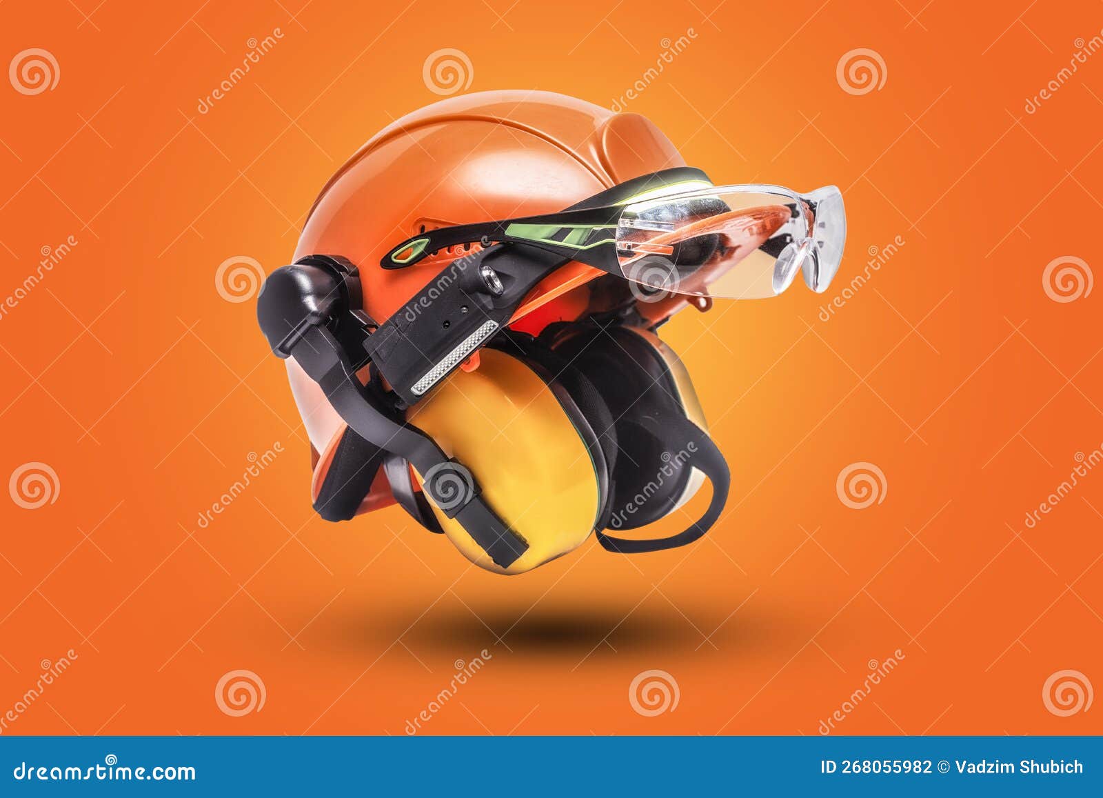 Protective Goggles for Eyes and Construction Helmet for Head with