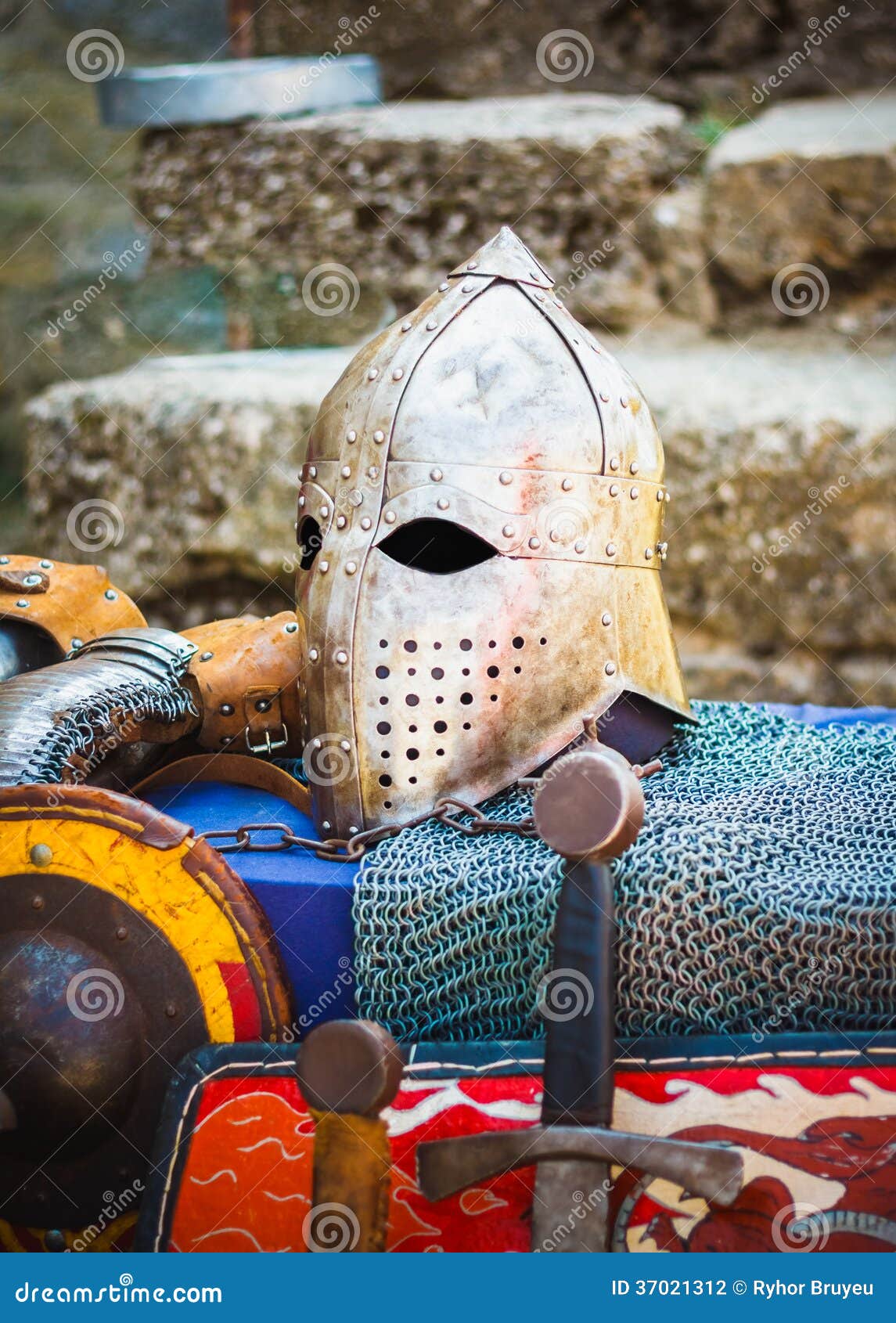 Protective Helmet Medieval Knight Stock Photo Image of bravery