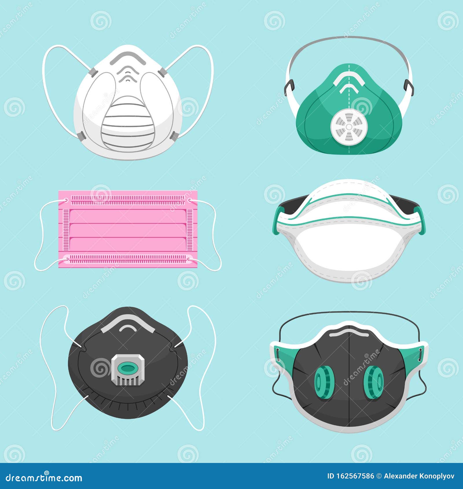 protective medical masks flat  s set