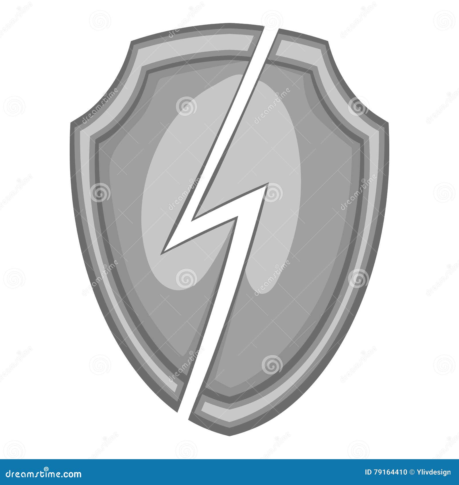 Protective Shield with Lightning Bolt Icon Stock Vector Illustration