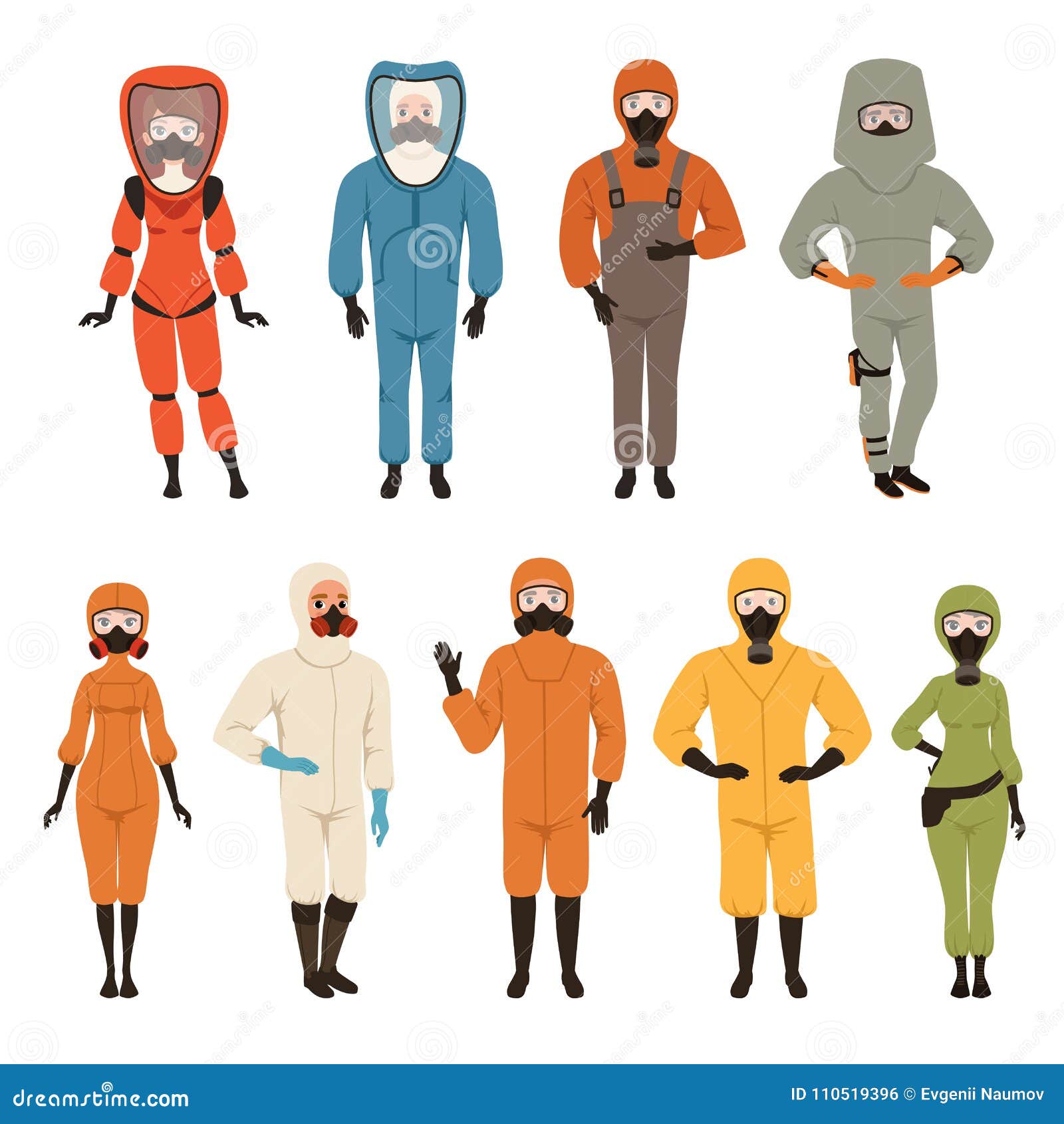 Protective Suits Set, Different Protective Uniform Equipment Vector