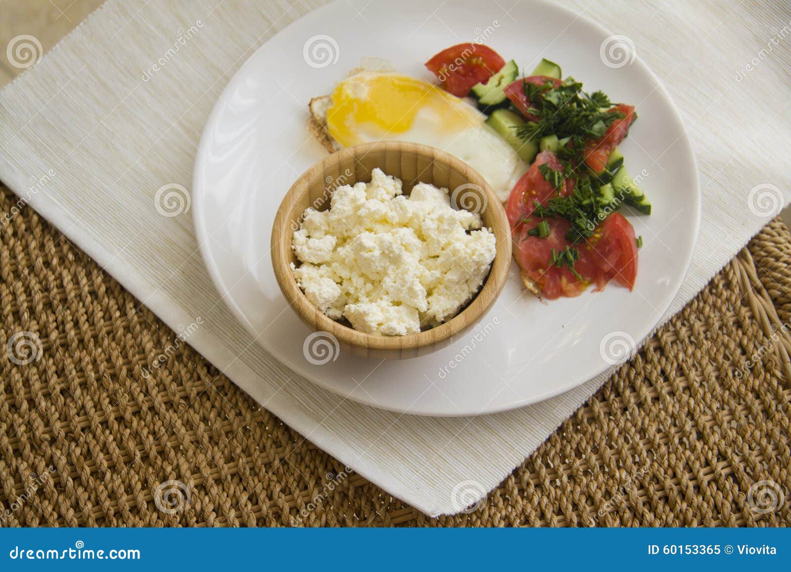 Protein Food Fried Eggs And Cottage Cheese Stock Image Image Of