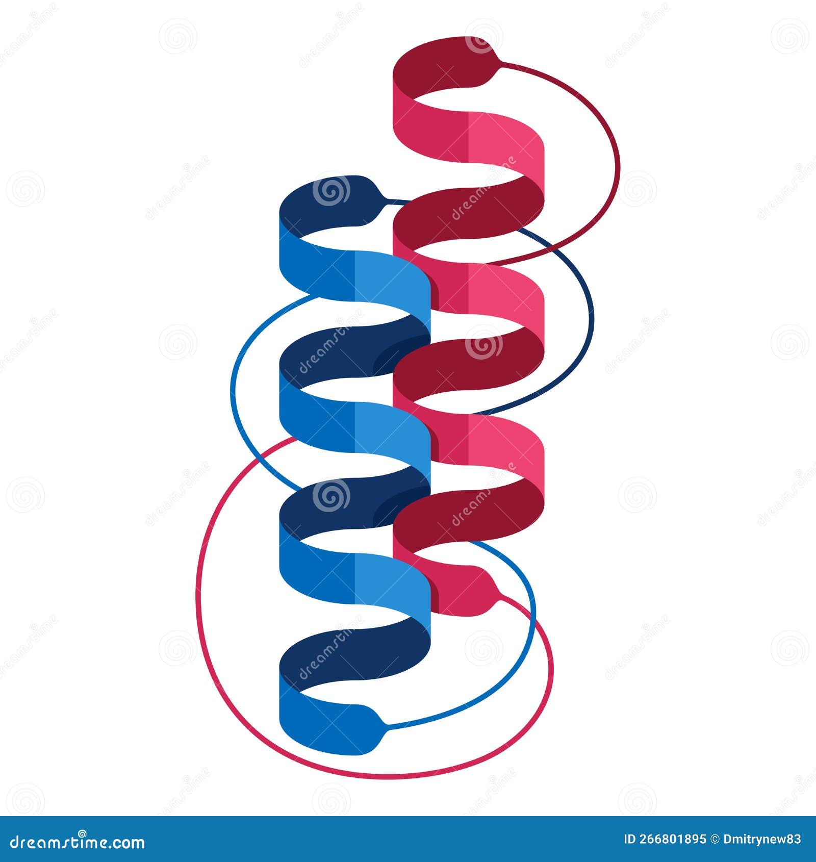 Protein Structure 2 Spirals in Flat Style Stock Vector Illustration