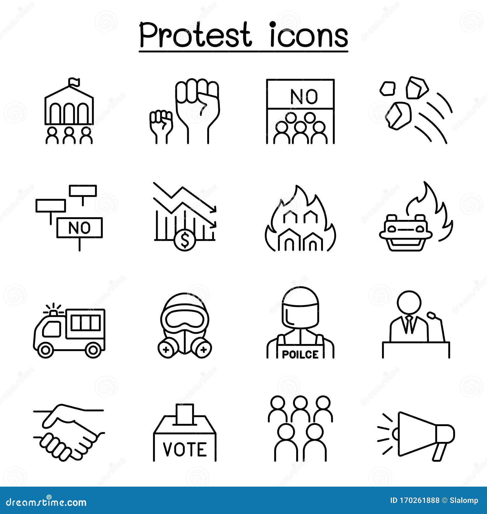 Line Protest Icons - Arte vetorial de stock e mais imagens de Ícone -  Ícone, Protesto, Liberdade - iStock