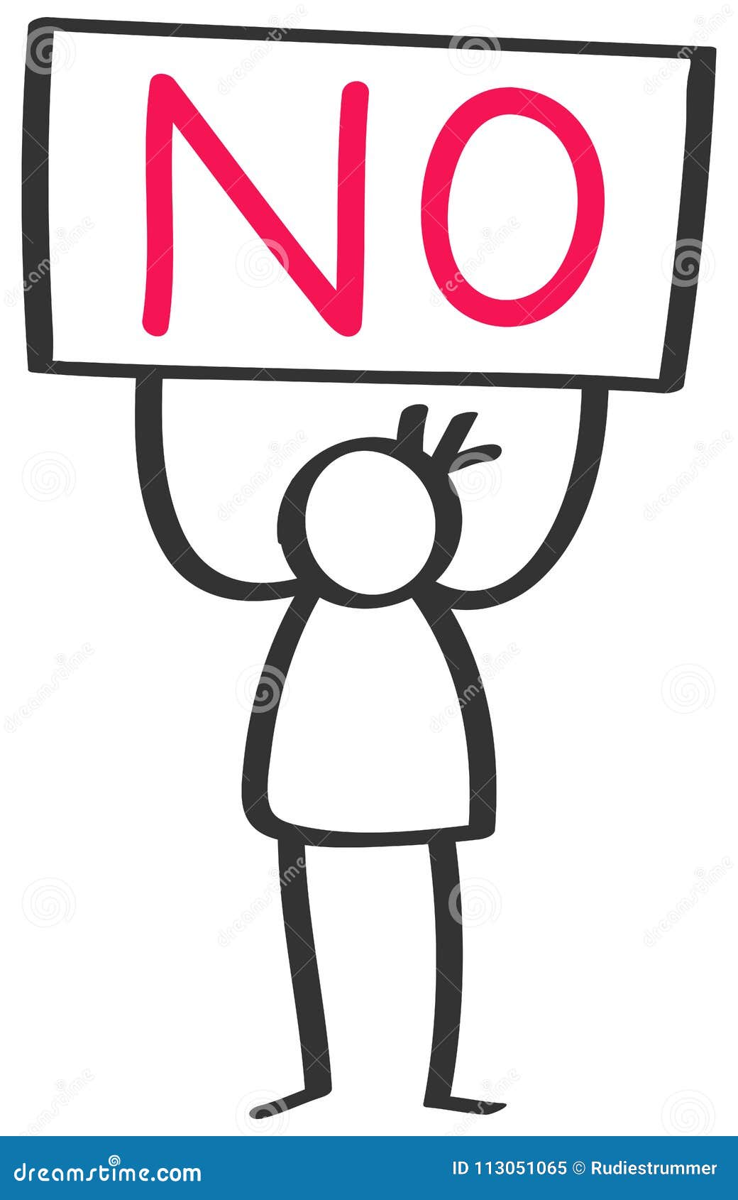 Protesting Stick Figure, Man Holding Up Board Saying NO Stock Vector ...