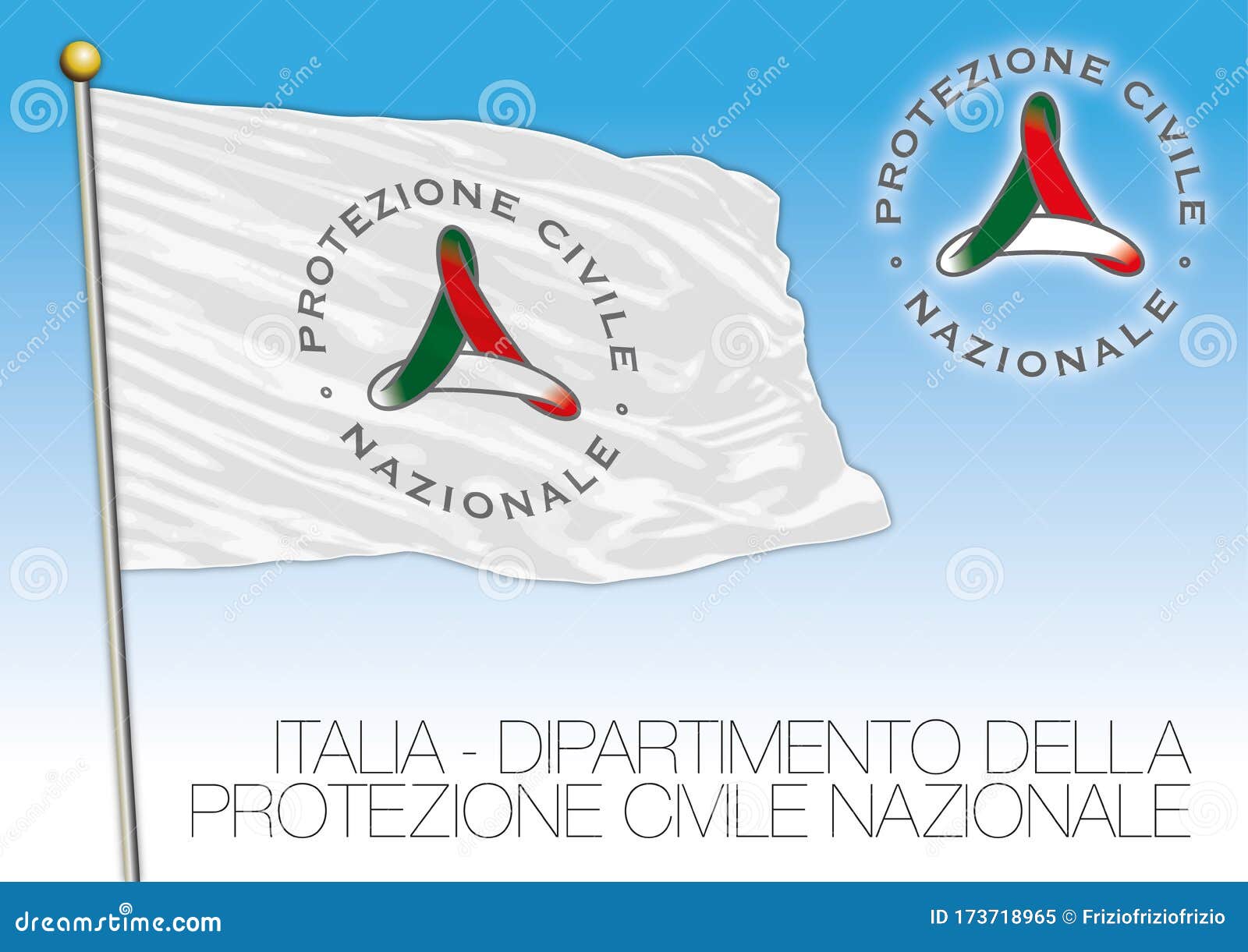 protezione civile nazionale flag and logo, italy,  