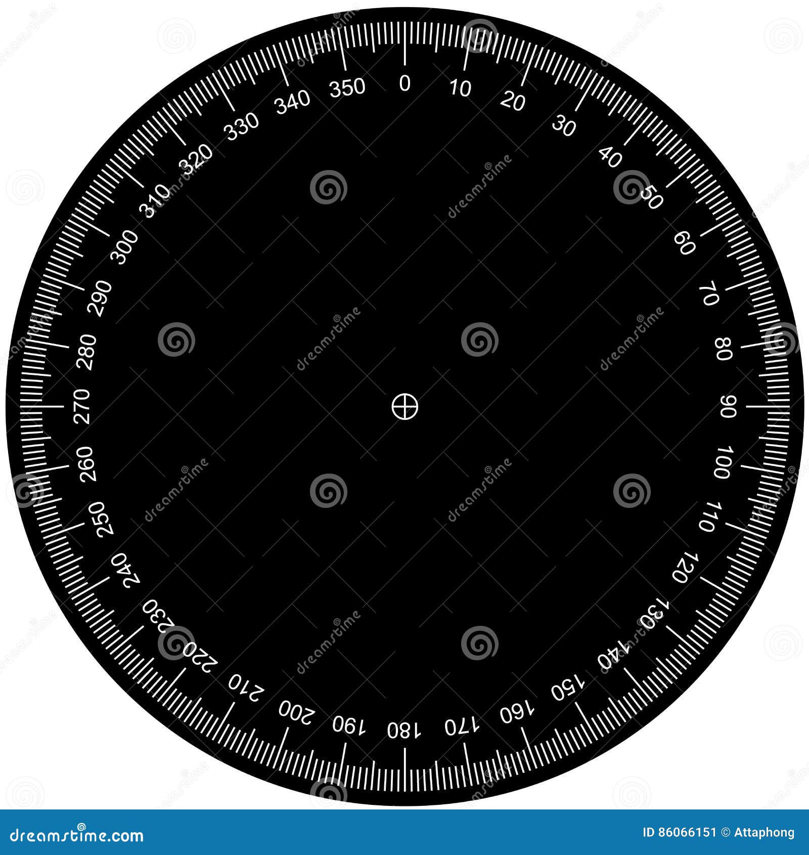 protractor actual size graduation vector stock vector illustration