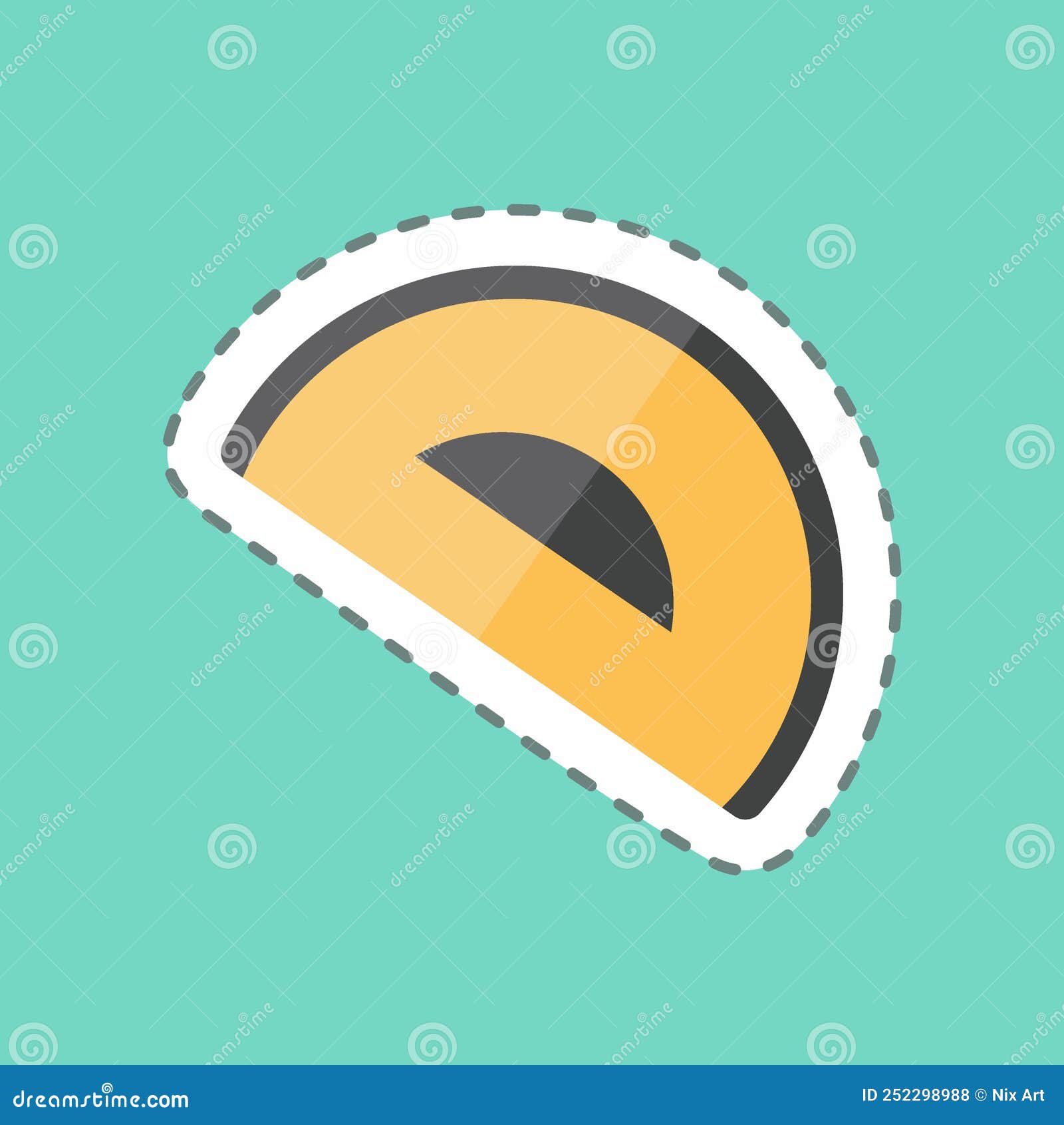 Protractor Sticker in Trendy Line Cut Isolated on Blue Background Stock