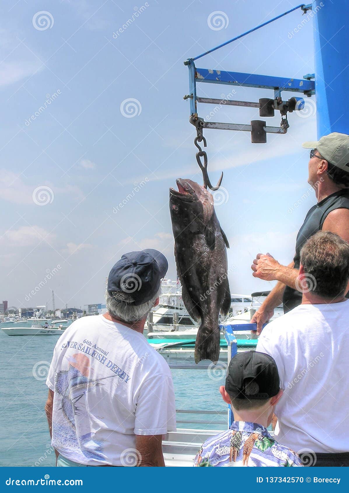 Proud Fishermen Weigh Their Fish in Marina Editorial Image - Image of  catch, fishermen: 137342570