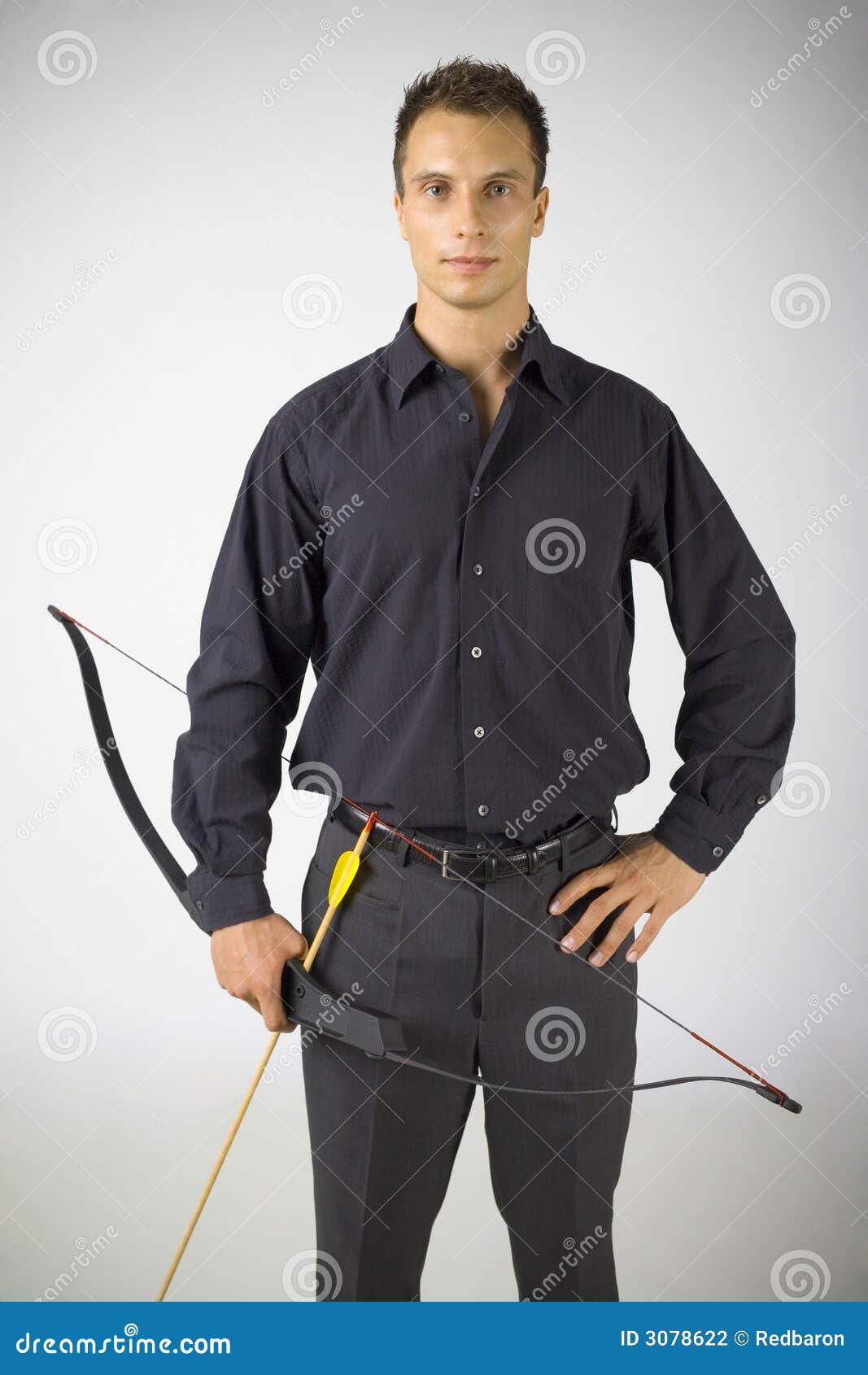 Proud man with bow stock photo. Image of indoor, impact 3078622