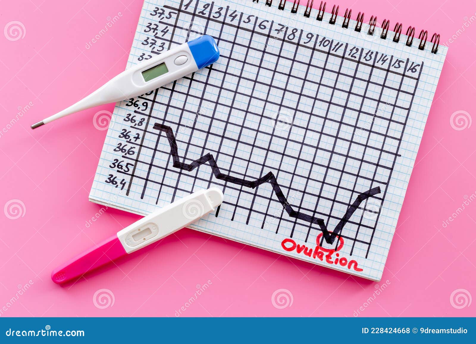 Prova Di Termometro E Di Ovulazione Sulla Scala Della Temperatura Di Base.  Previsione Della Fertilità Fotografia Stock - Immagine di progettazione,  ovulazione: 228424668