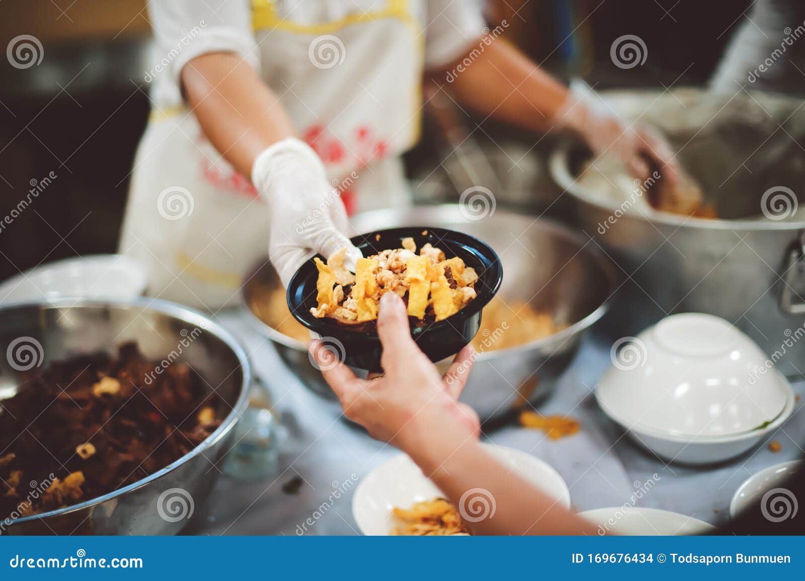 Provide Help with Food, Help, Donate Food To the Homeless Stock Photo