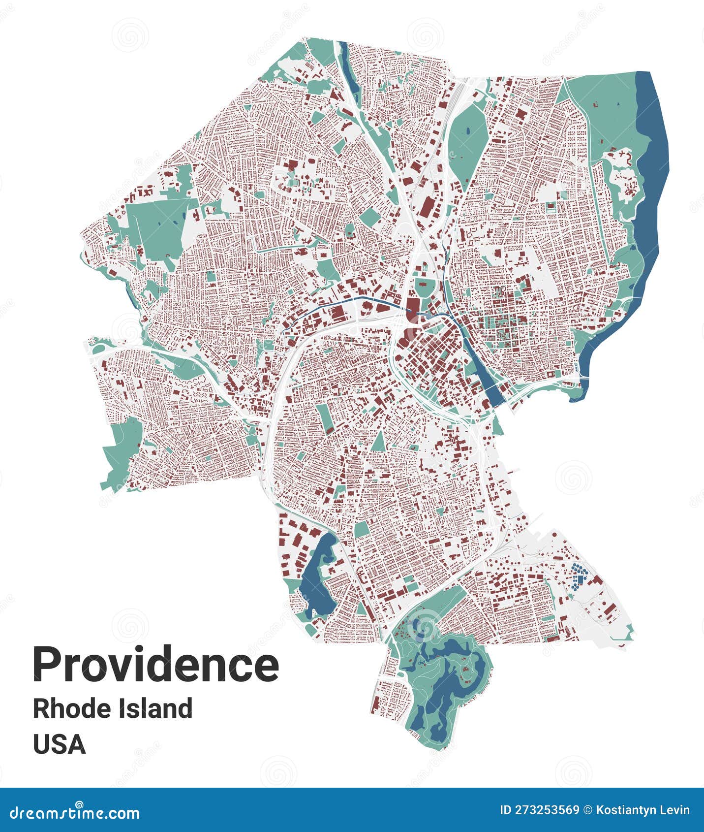 Providence Map Capital City Of The USA State Of Rhode Island Providence Map Capital City Usa State Rhode Island Municipal Administrative Area Buildings Rivers Roads Parks 273253569