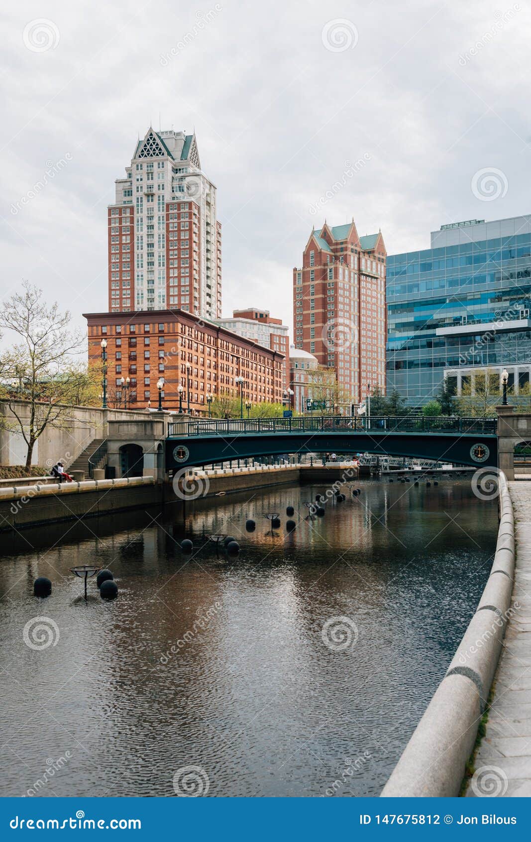 The Providence River and Buildings in Downtown Providence, Rhode Island Editorial Photography