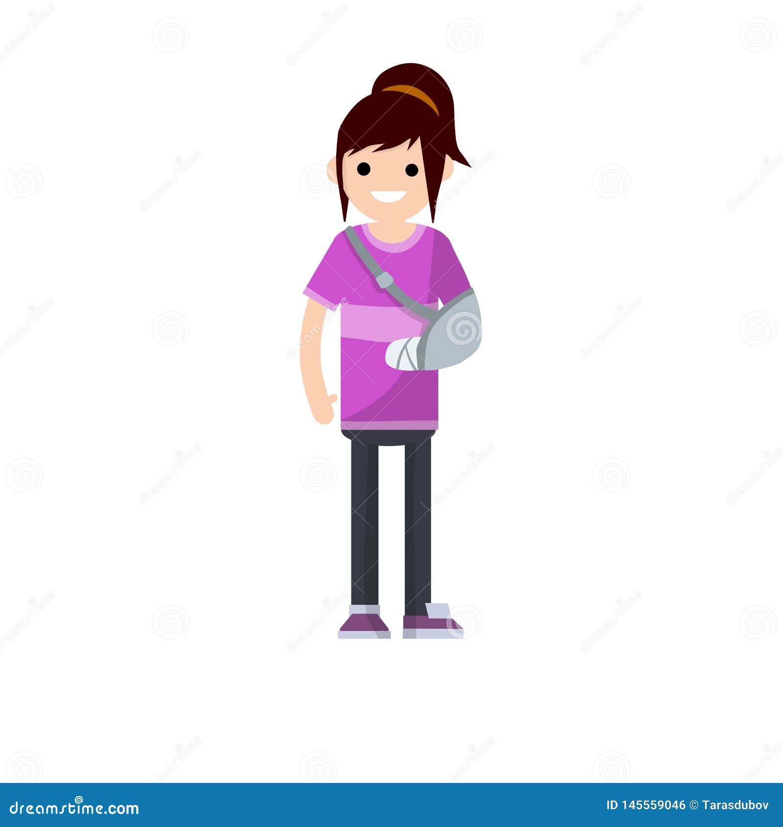 Woman with Broken Arm in the Hospital. Stock Illustration - Illustration of  cute, bone: 145559046