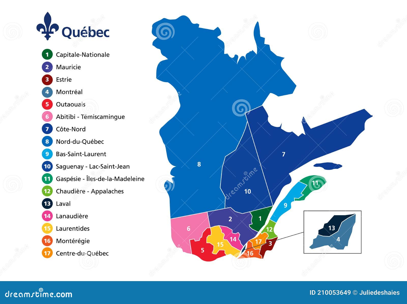Province Quebec Administrative Map Counties Borders Area 210053649 