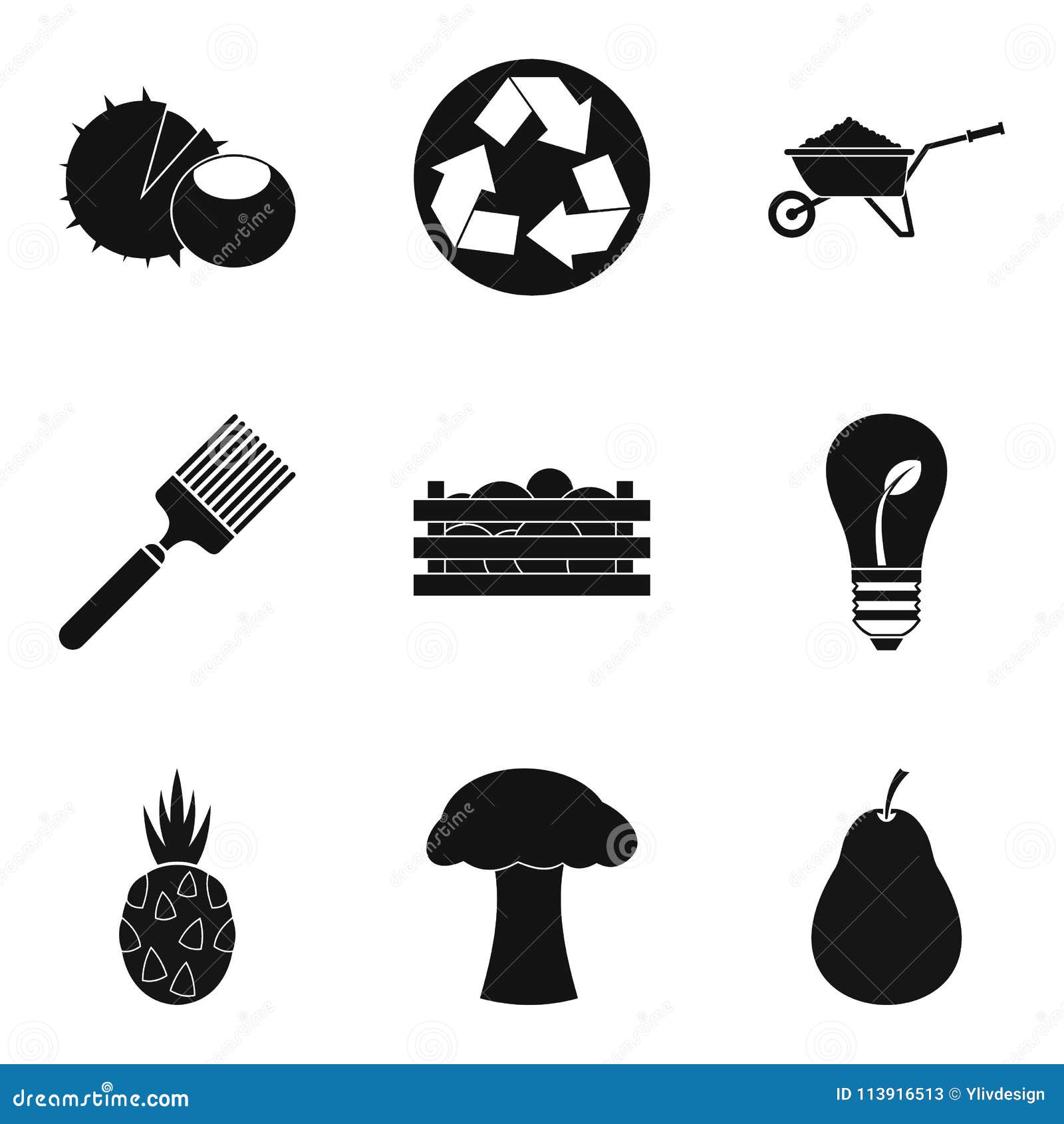 provitamin icons set, simple style