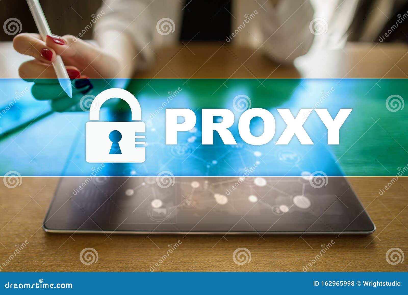 proxy, vpn, secure internet connection concept on virtual screen.