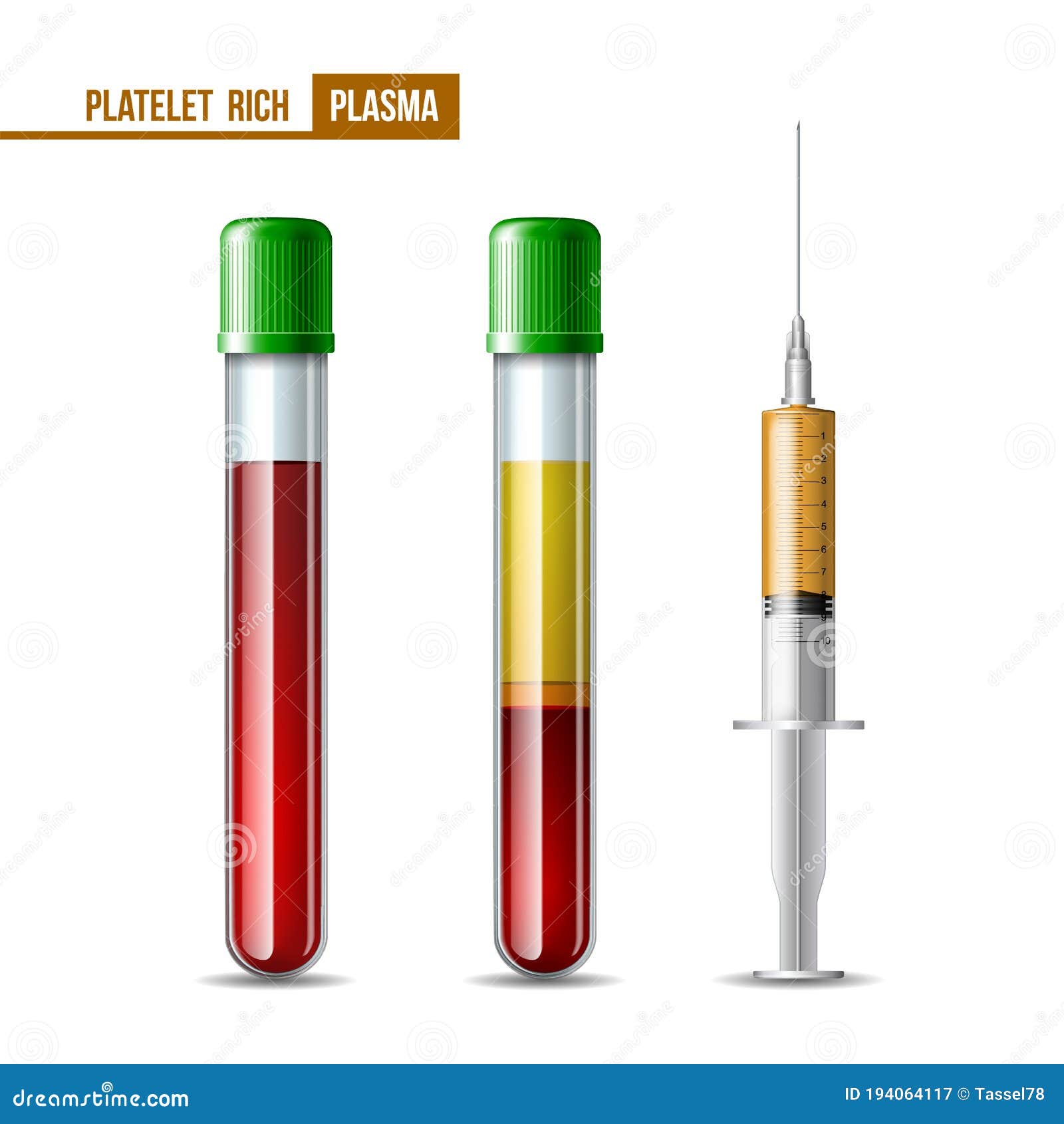 test tubes and syringe with blood and plasma