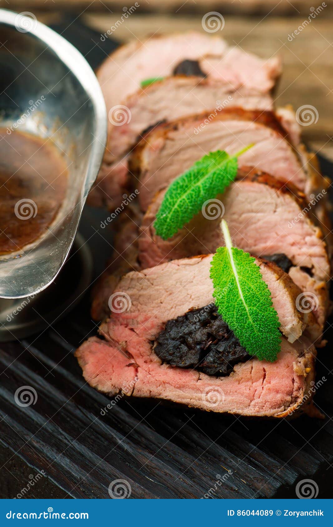 PruneStuffed Pork Fillet.selective Focus Stock Image Image of