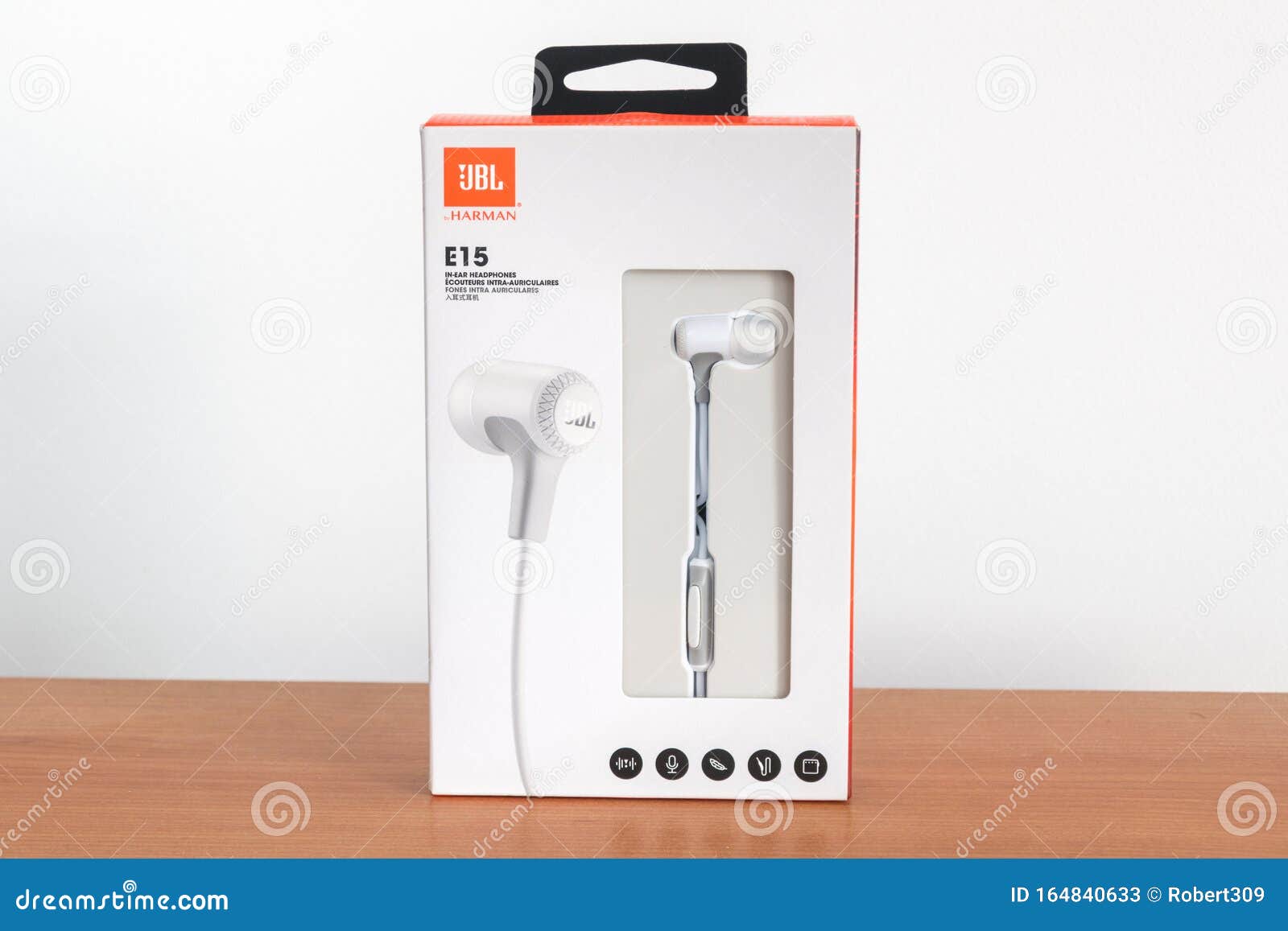 White JBL by E15 in-ear Headphones Stock Photo - Image of design: 164840633