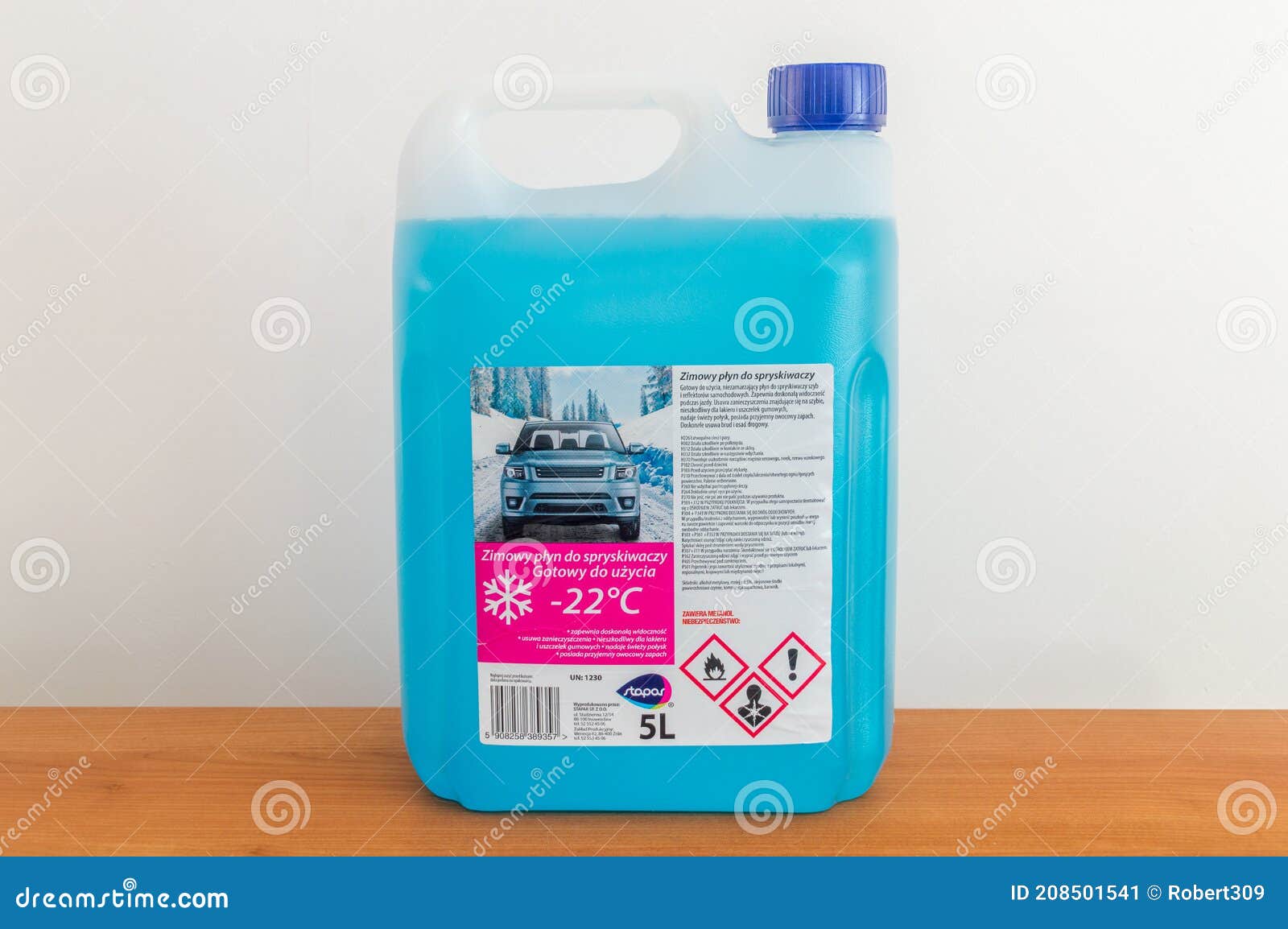 Stapar Bottle of Blue Antifreeze Windshield Washer Fluid Editorial
