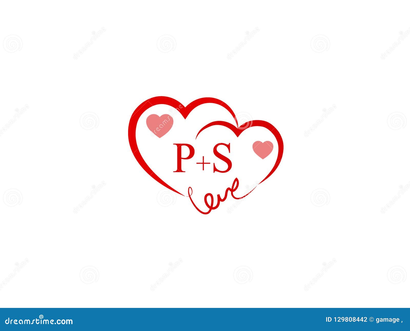 Ps Initial Heart Shape Red Colored Logo Stock Vector Illustration Of Colored Business