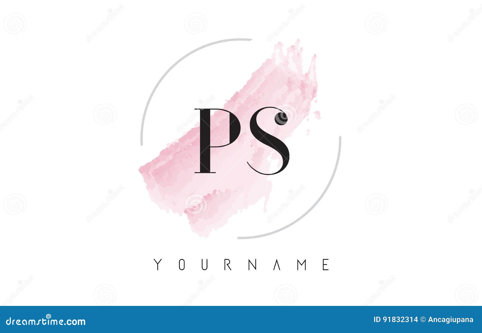 Handwritten PS P S letter logo with sparkling circles with pink