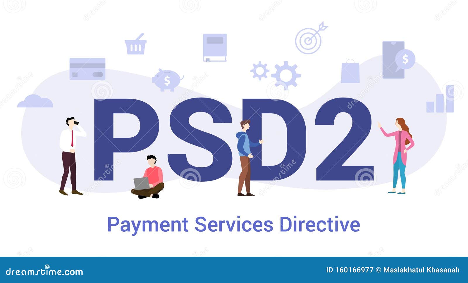 Psd2 Payment Services Directive Concept with Big Word or Text and Team