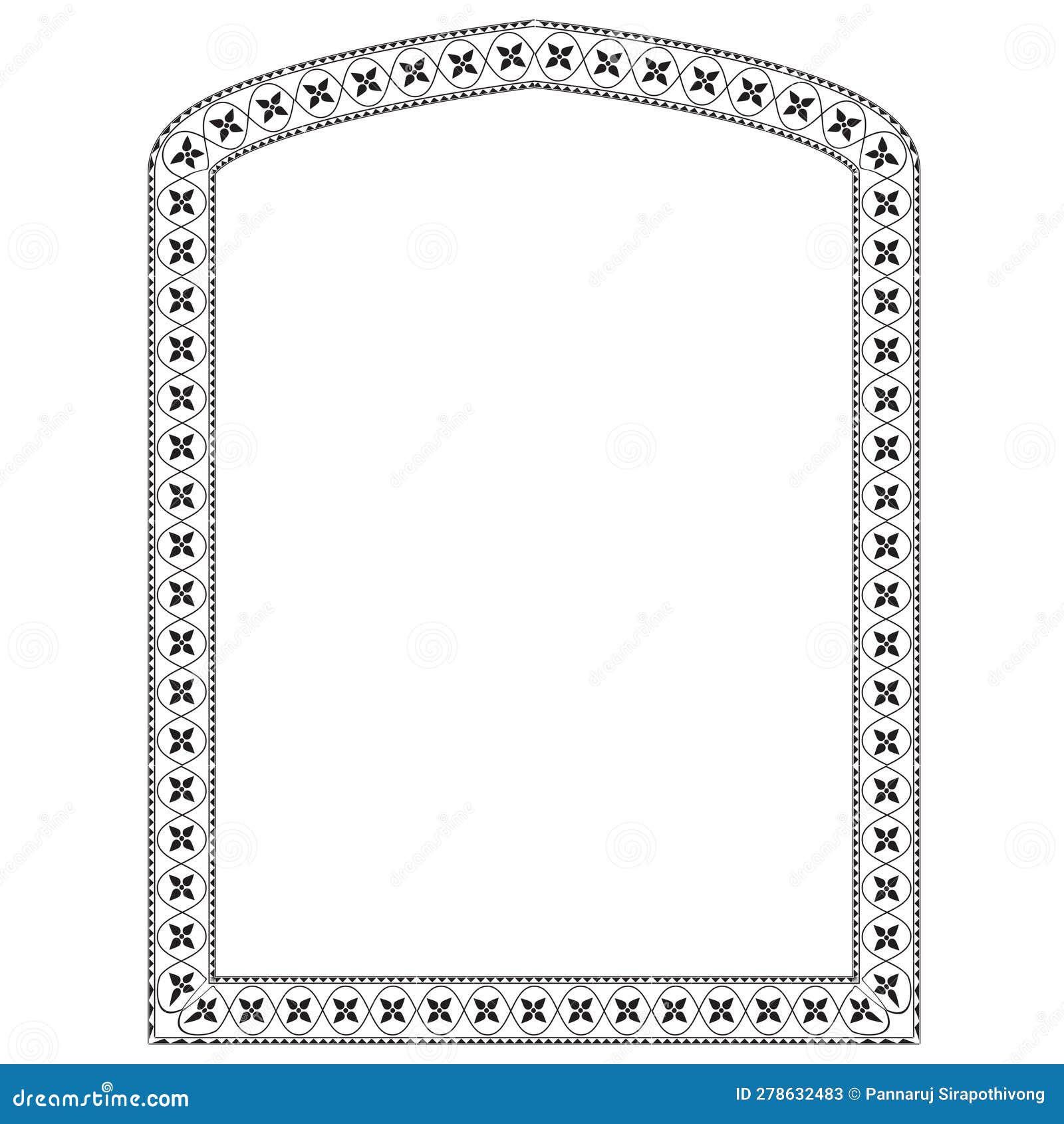 Pseudo four centered arch flower frame cartoon vector cartoondealer
