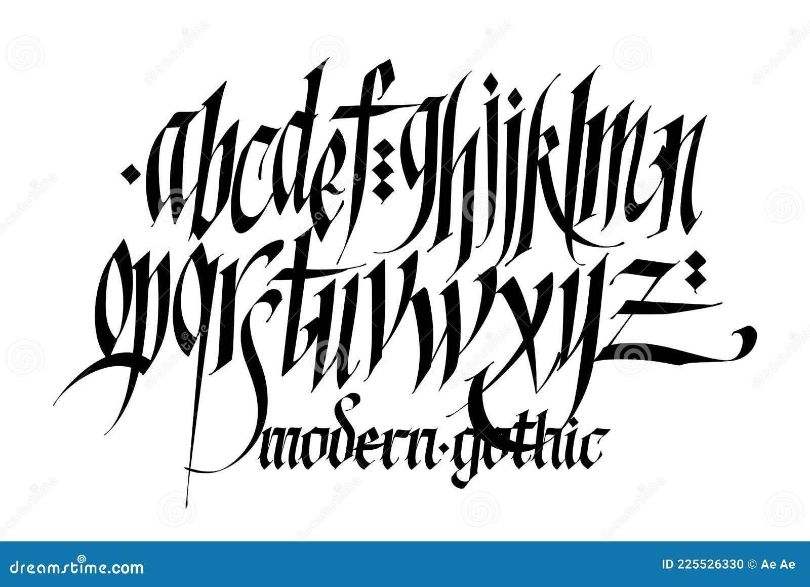 Gothic, English Alphabet. Vector. Medieval Latin Letters And Numbers
