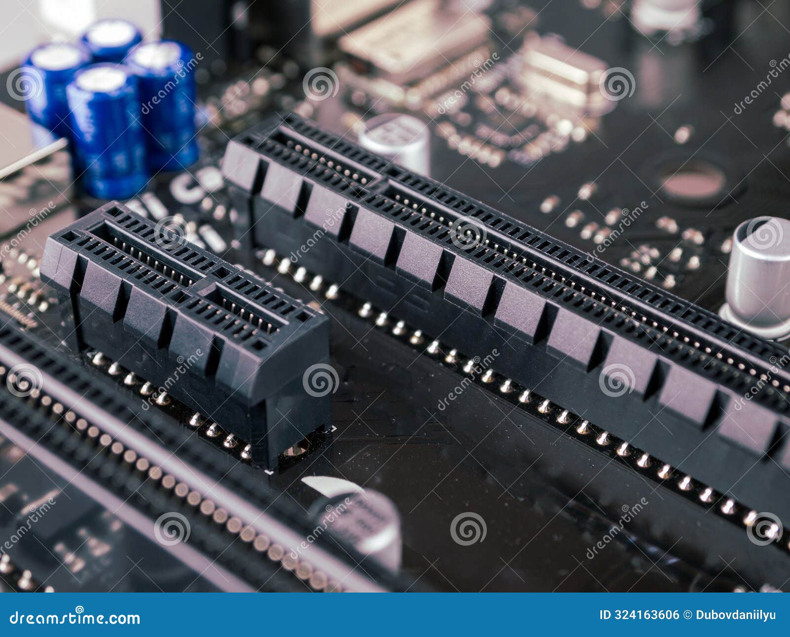 psi express port connector on the motherboard, high-speed data bus in a computer