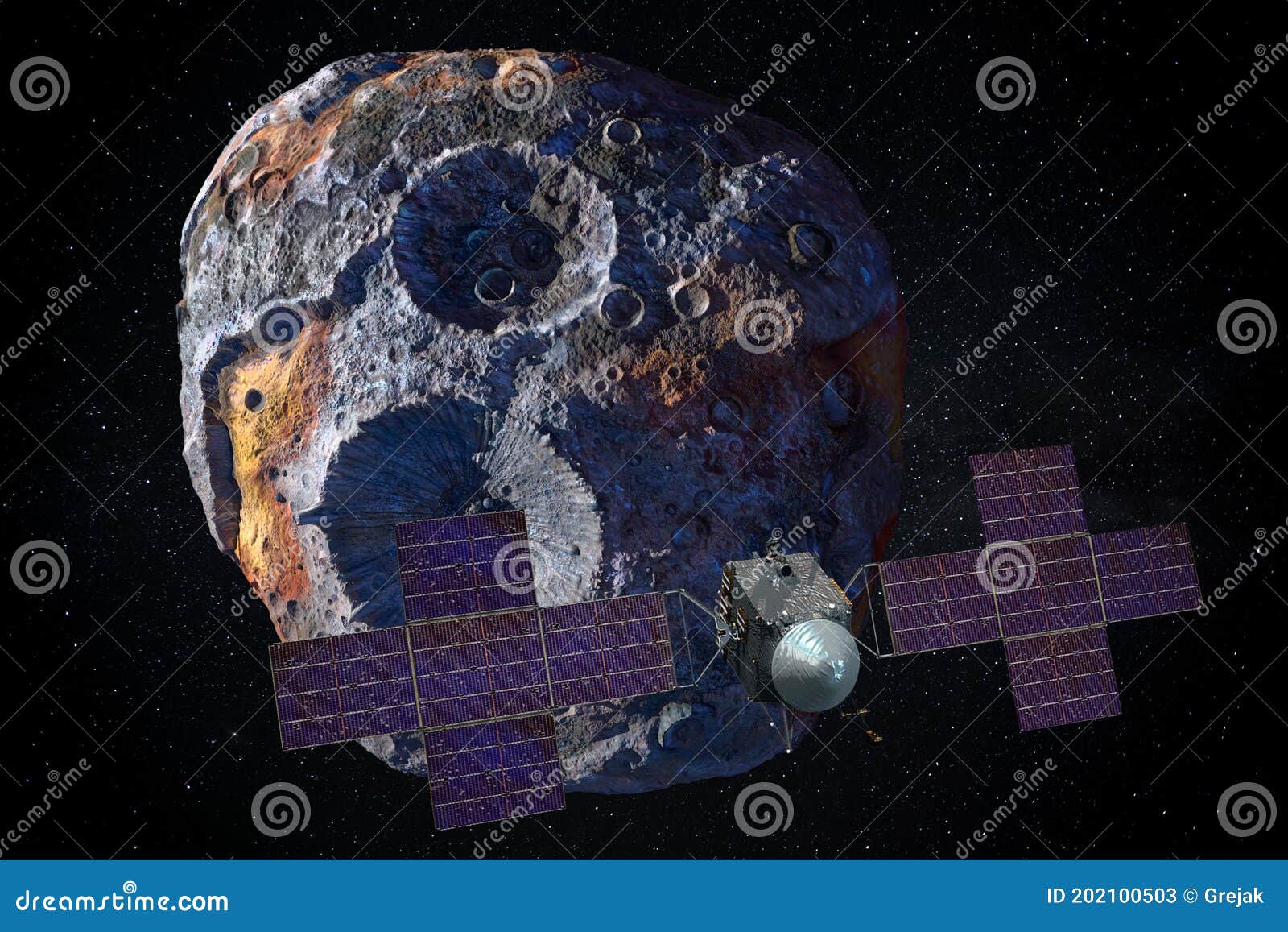 Psyche asteroid in space stock image. Image of orbit 202100503