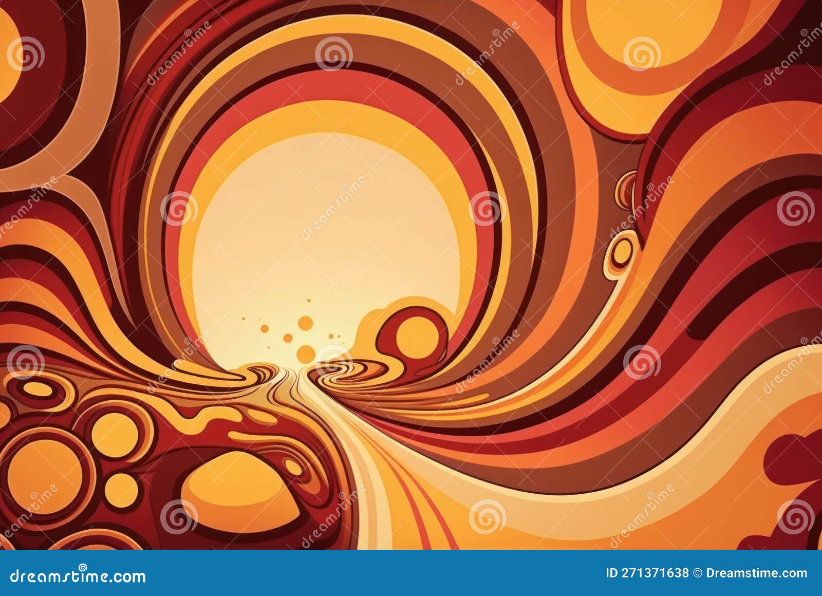 Psychedelic Abstract Retro Vibe Background, Warm Color Stock