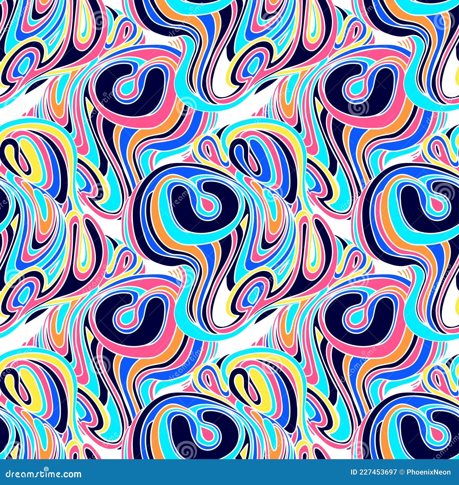 Psychedelic Abstract Seamless Pattern in Shape and Swirl Minimalism  Aesthetic, Retro Background Stock Vector - Illustration of colorful,  design: 227453697