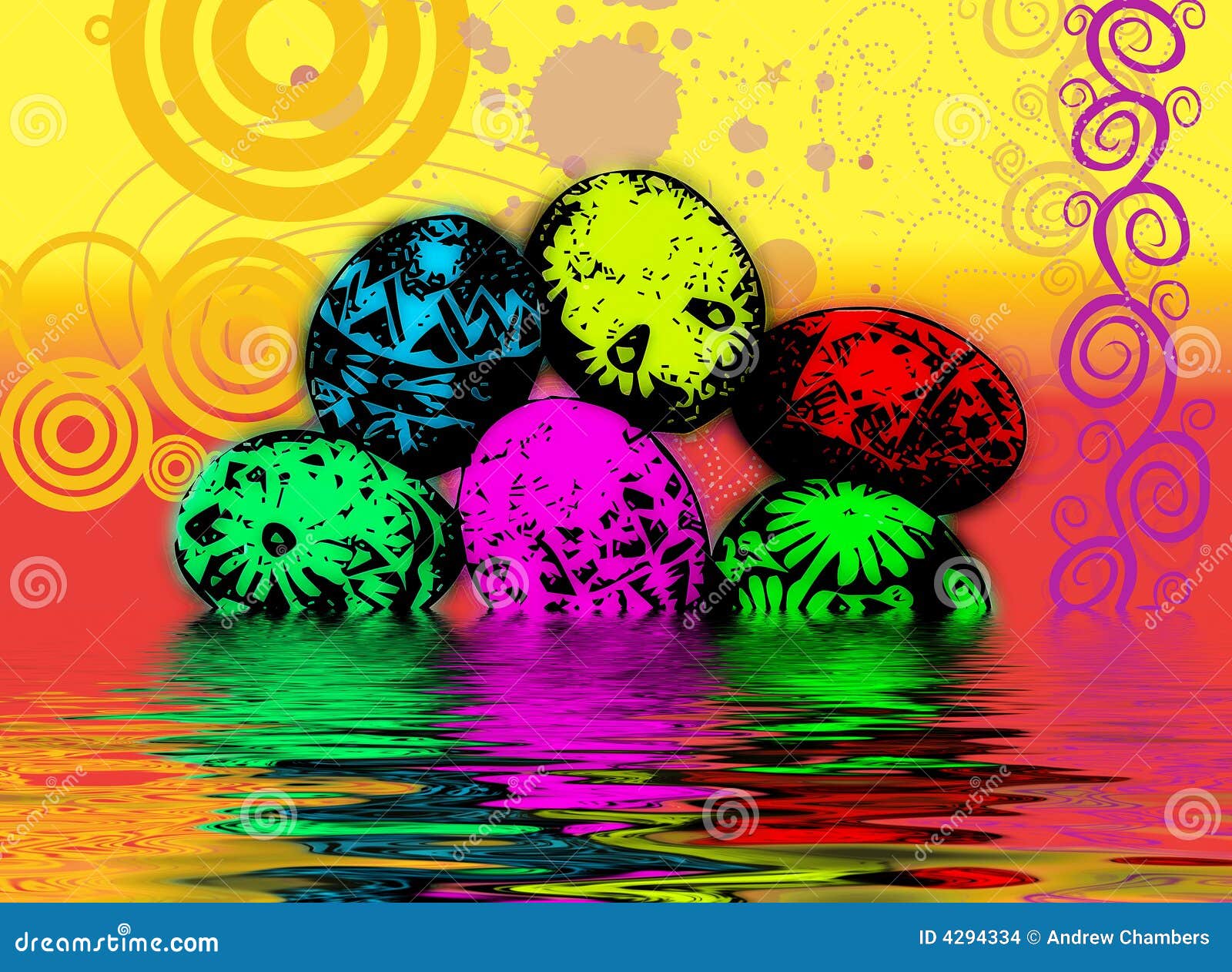 Psychedelic Easter Eggs stock illustration. Illustration of computer