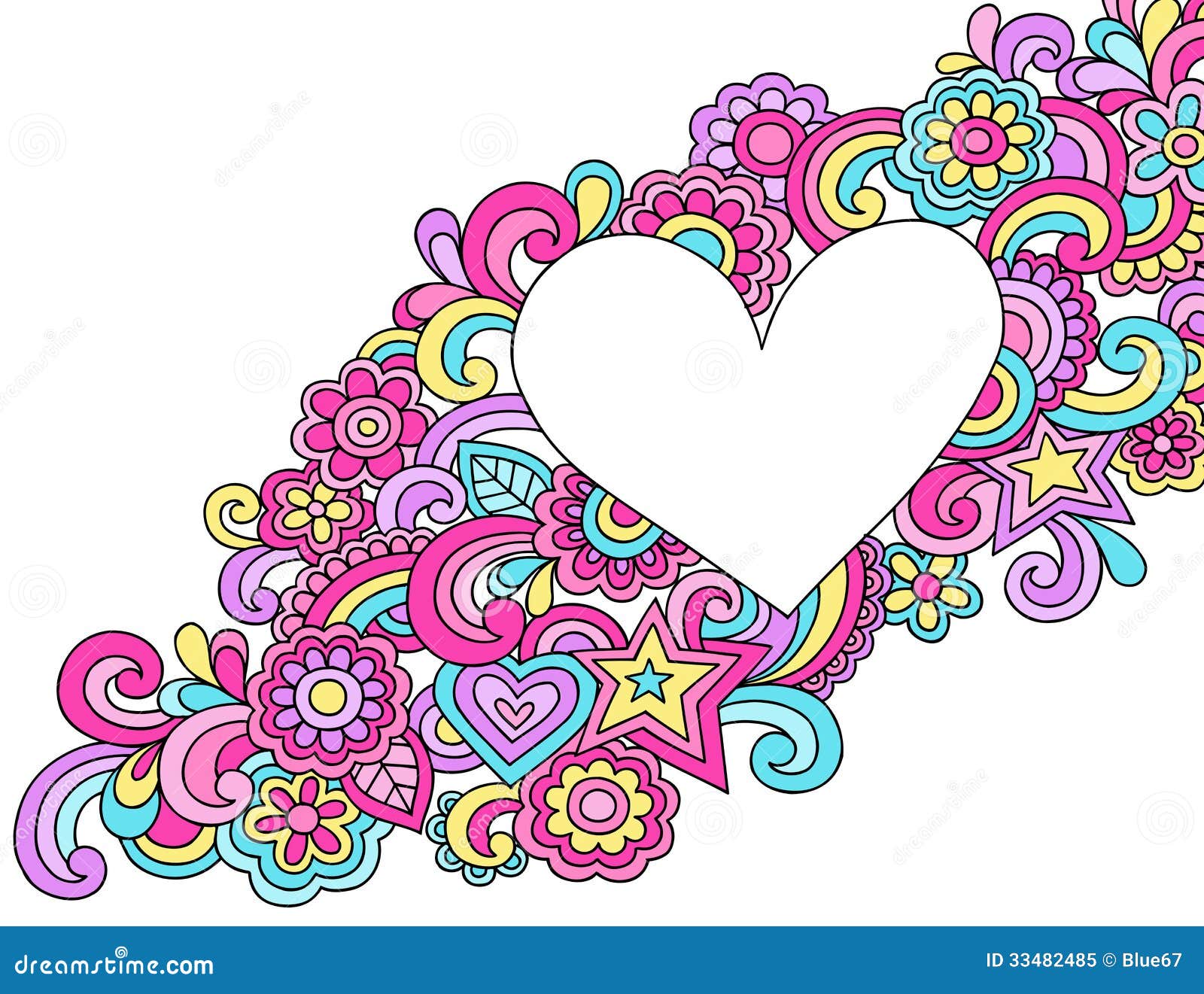 Psychedelic Heart Frame Doodle Vector Stock Vector Illustration Of