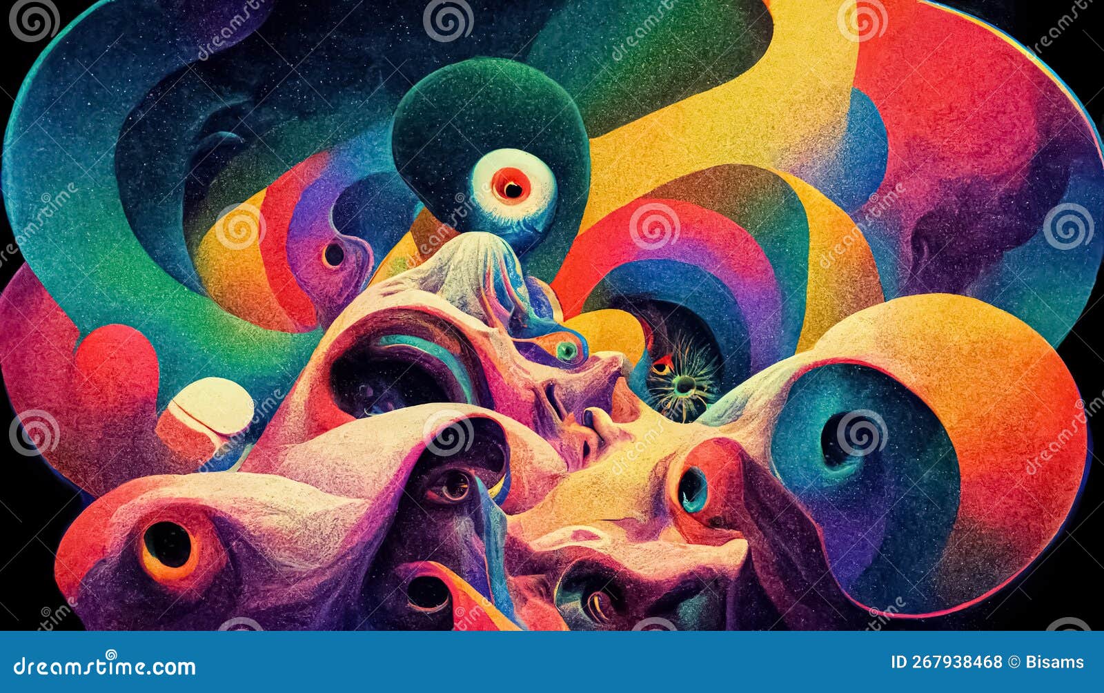 Psychedelic Trippy Lsd Or Magic Mushrooms Hallucinations Hippie Concept Design 3d Illustration