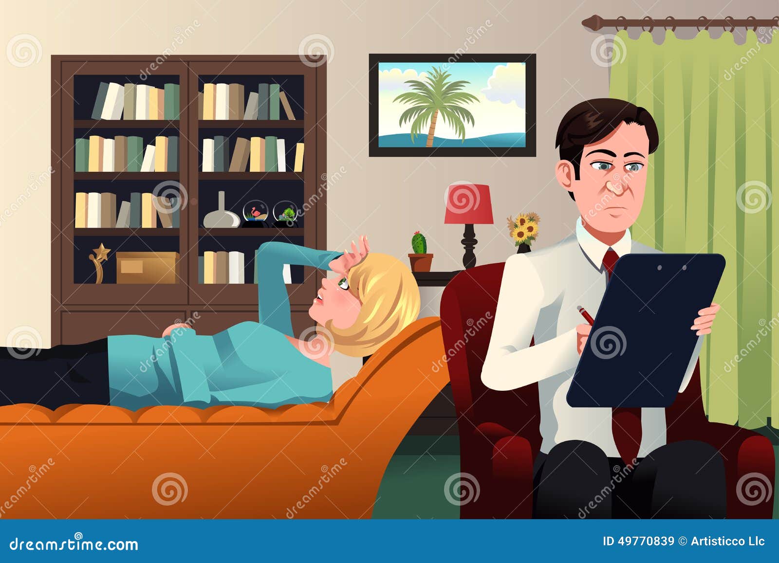 Psychiatrist Working with a Patient Stock Vector Illustration of