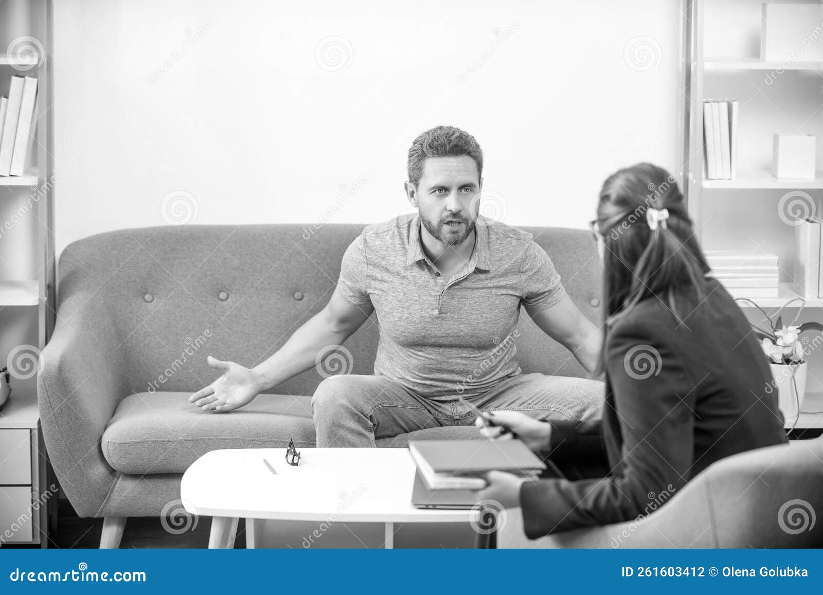Psychologist Give Therapy Help for Man, Session Stock Photo Image of